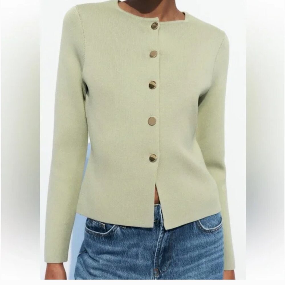 Zara tailored knit cardigan Pistachio